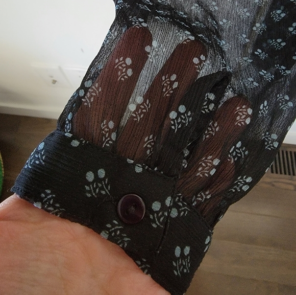 Motherhood‎ Maternity Sheer Black Tie Waist Blouse, Size M Medium - Picture 4 of 5